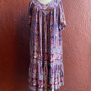 Vintage Boho Indian Gauze Maxi Dress Caftan with Pockets XL-4X
